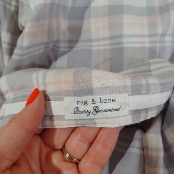 Rag & Bone Fit 3 Regular Fit Beach Shirt Check Pink Plaid Long Sleeve Size XL - Picture 8 of 11